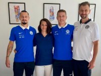 Denisa Mertl a slovenští fotbaloví reprezentanti Juraj Kucka a Adam Zreľák. Foto: archiv D. M.