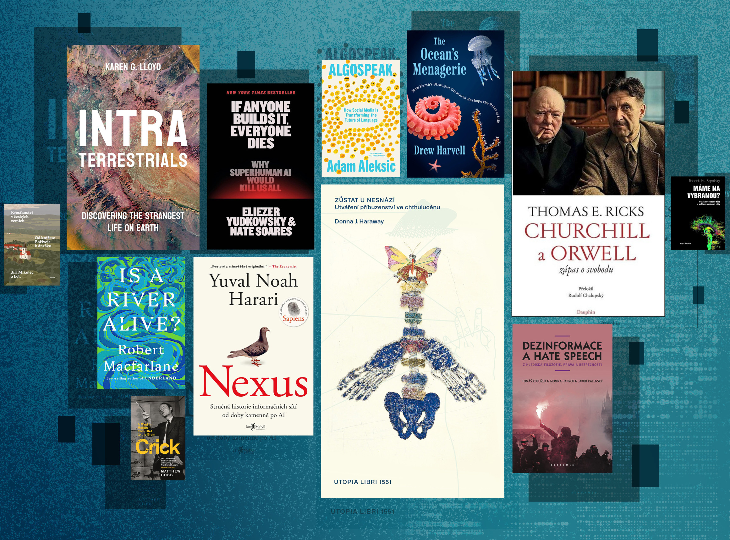 Knihy o vědě v roce 2025: digitální obavy, anatomie dezinformací, řeky jako živí tvorové a čarodějnické procesy