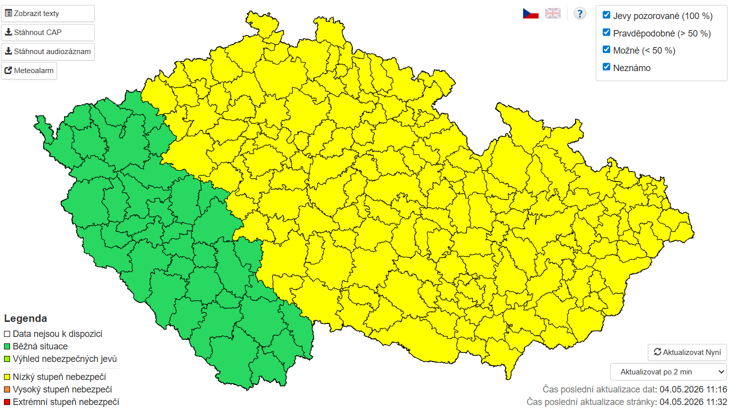 Meteorologové rozšířili výstrahu před nebezpečím požárů pro celé Česko s výjimkou...