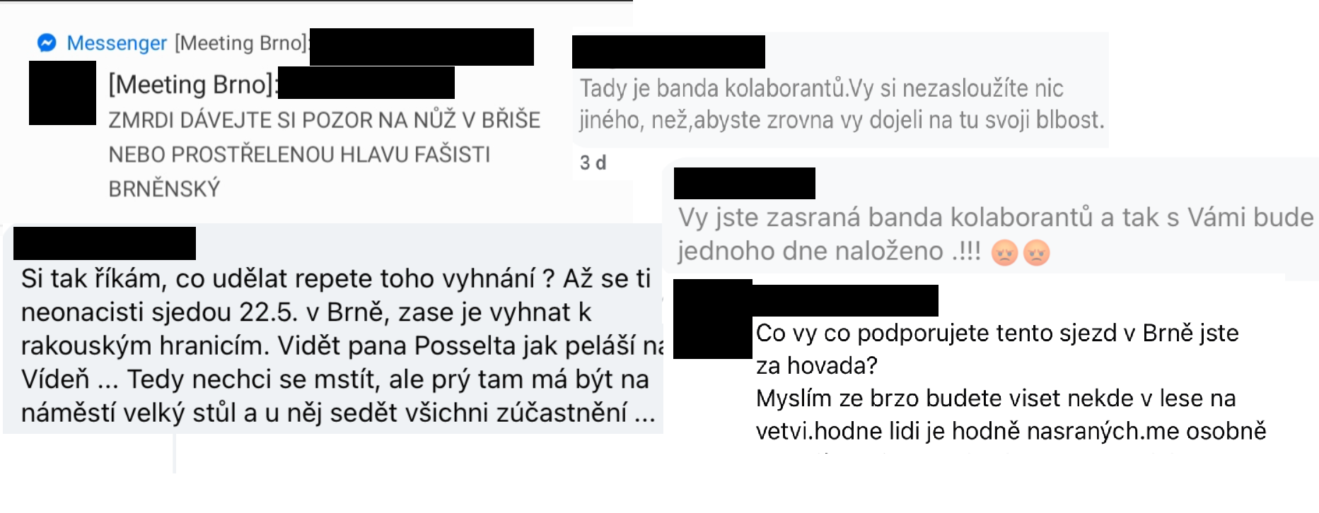 „Budete viset v lese na větvi.“ Oslovili jsme lidi, kteří vyhrožují pořadatelům sněmu sudetských Němců